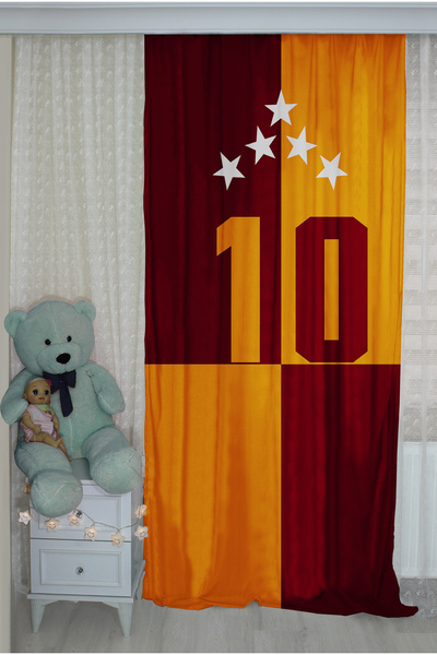 HOMESSA Taraftar Sarı Kırmızı Çift Kanatlı Çocuk Odası Fon Perde