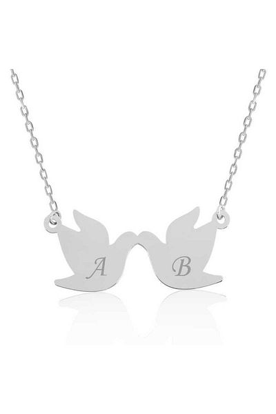 Emperium Silver Double Dumbs Letter Lettered Necklace