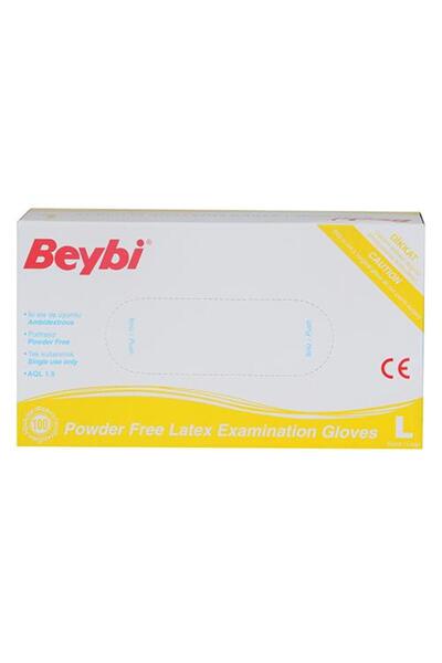 Beybi قفازات فحص لاتكس خالية من البودرة 100 قطعة أبيض - كبير / رقم 9