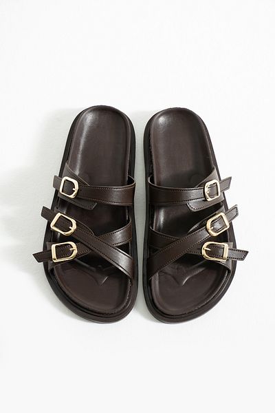 DUXAL SHOES Fiona γυναικεία επίπεδη σόλα με αγκράφα Λεπτομερείς άνετες κομψές παντόφλες - σανδάλια