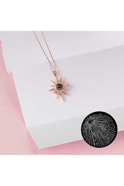Emperium Silver Rose 100 Languages I Love You Polar Star Women's Necklace
