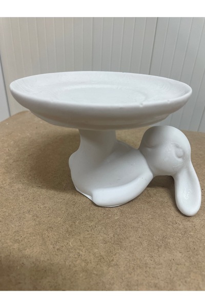 Ahşap Hobi Boyanabilir Polyester Tavşanlı Kahve Sunumluğu