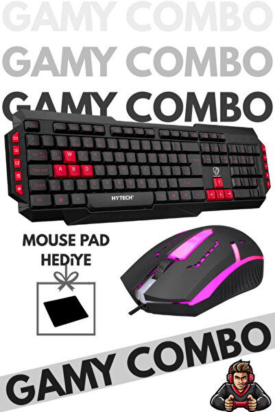 Maybax GAMY COMBO Siyah USB Kırmızı Tuşlu Q Gaming Oyuncu Klavye + Mouse Set