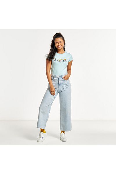 SP Characters Peanuts Print T-shirt with Cap Sleeves and Crew Neck