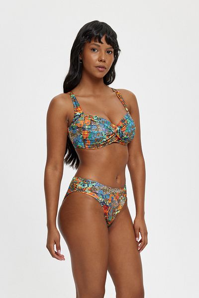 Louren Flower Patterned Thick Edge Adjustable Strap Covered Recovery Bikini Set