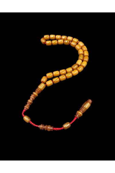 nefjewelrydesign 8.8x11.2mm Kaliteli Hamur Usta İşi 36cm Sistemli İp Örğü Sıkma Kehribar Tesbih