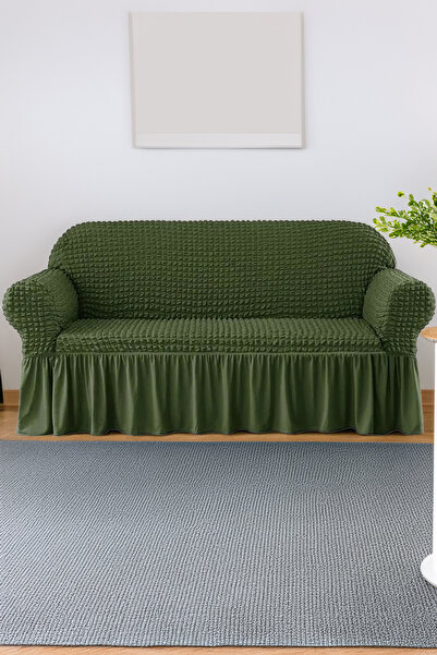 Bright Home أريكة 3 مقاعد - أريكة، غطاء سرير أريكة، مع تنانير مرنة ومرنة