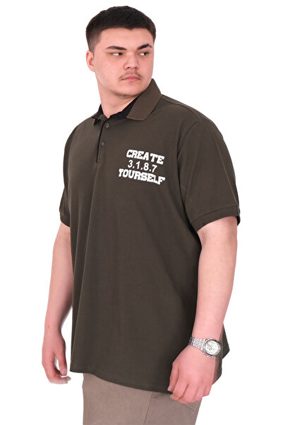ModeXL Mode XL Ανδρικό μπλουζάκι με γιακά πόλο YOURSELF U25310 Χακί