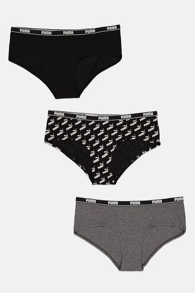 Puma Women 3 Pack Brand Logo Panties, Multicolor