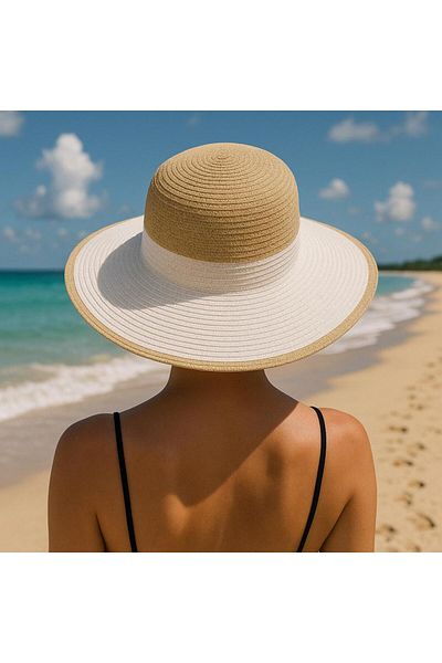PARLAK EVREN Cream White Straw Hat
