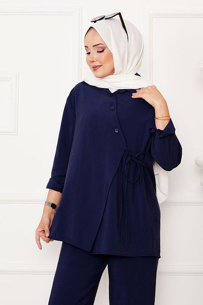EBRUTESETTÜR Side Tie Button Detailed Hijab Suit