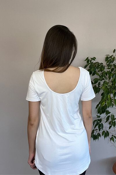 penyebizden Back Low-Cut Comfortable Viscose Tunic-White