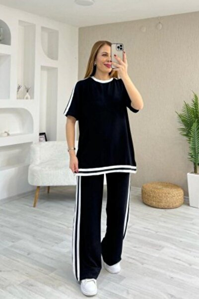 Mossta Relaxed Cut Side Stripe Detailed Double Suit - Black