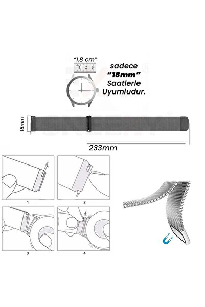 Dmay Huawei Watch Gt 4 (41MM) Uyumlu Metal Hasır Kordon 18MM