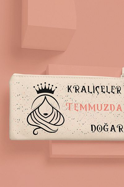 qoeuyl boutique Queens Are Born This Month Printed Birthday Gift Cloth Makeup Bag Pen Holder Wallet
