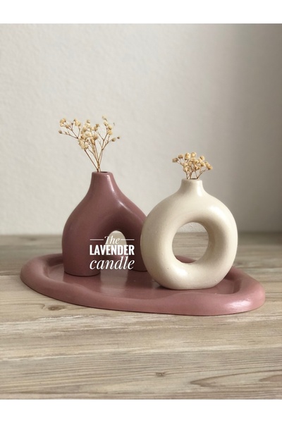 The Lavender Candle Βάζο 2 τεμαχίων και οβάλ δίσκος
