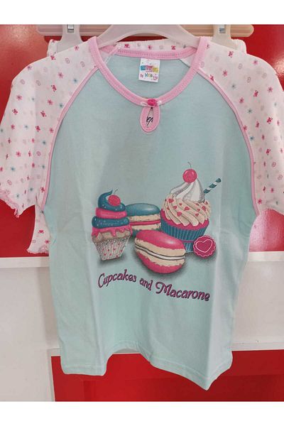 HİKMET Summer Short-Sleeved Shorts Girl's Cotton Bottom Top Pjs Homewear