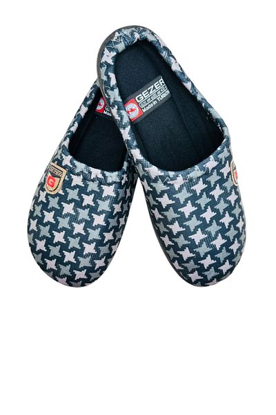 GEZER Men's slippers, green with star print, size 41, heel model, 26.5 cm