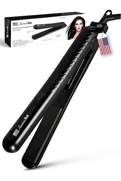 American Tek مكواة فرد الشعر المصنوعة من السيراميك النقي - مكواة فرد شعر احتر...