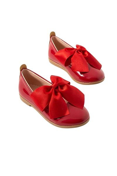 wakawakakidsstore Red Patent Leather Big Bow Girls' Ballerina Shoes