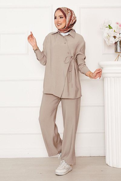 EBRUTESETTÜR Side Tie Button Detailed Hijab Suit