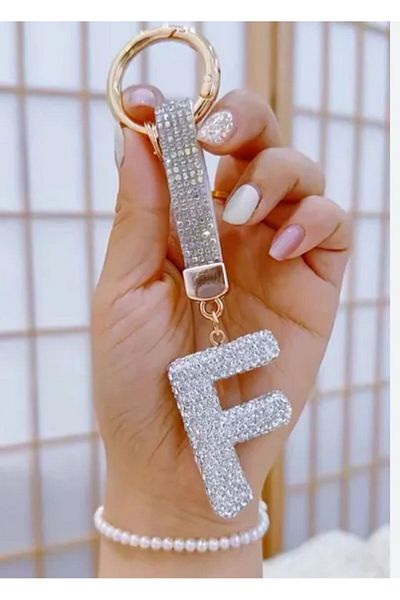 PARLAK EVREN Stone Letter Keyring or Bag Accessory