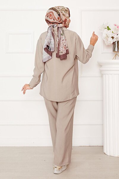 EBRUTESETTÜR Side Tie Button Detailed Hijab Suit