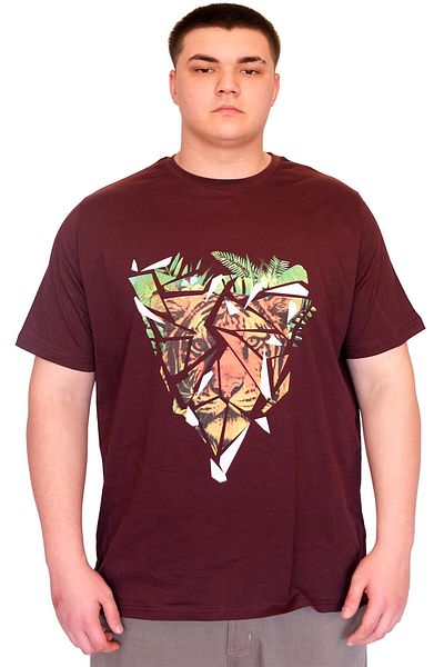ModeXL Mode XL Large Size Men's T-Shirt Crew Neck Tiger Printed U25007 Plum