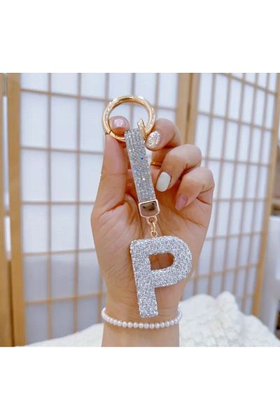 PARLAK EVREN Stone Letter Keyring or Bag Accessory
