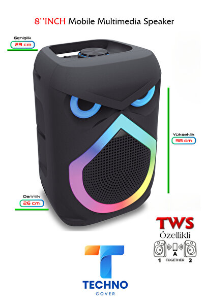 foxpower Bluetooth Özellikli Ses Bombası 8 Inch Rgb Işıklı Speaker (KLN-140)