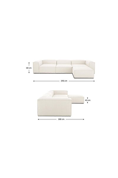 Home 4 Modül Köşe Takımı (KIRIK BEYAZ) Keten 10
