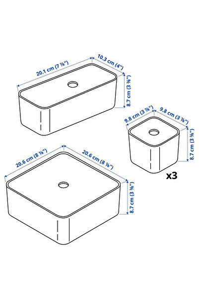 IKEA Füme Godmorgon Organizer Kutu Seti 5 Parça
