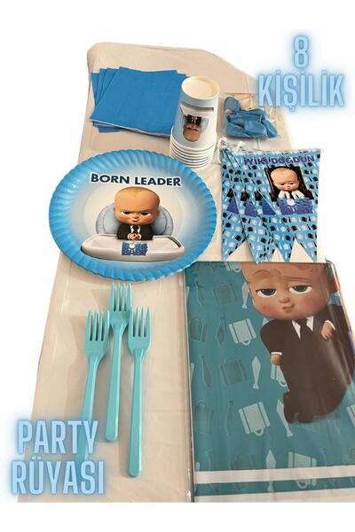 partyrüyası Boss Baby Themed Birthday Set for 8 People