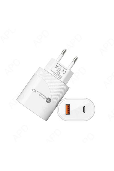ABYZ Adaptor QC3.0 PD20W cu porturi Type-C și USB-A, încărcare rapidă pentru laptopuri și telefoane