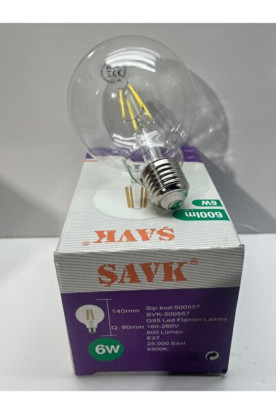 şavk Şavk Led Rustik Flamanlı Ampül Beyaz Işık 6W G95 E27 - 500557