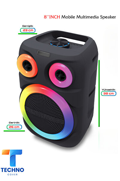 foxpower Bluetooth Özellikli Ses Bombası 8 Inch Rgb Işıklı Speaker (KLN-200)