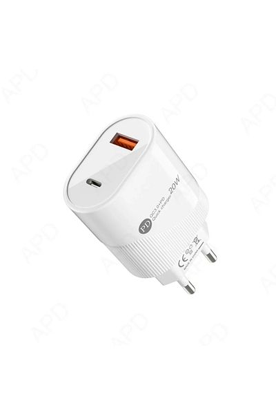 ABYZ Adaptor QC3.0 PD20W cu porturi Type-C și USB-A, încărcare rapidă pentru laptopuri și telefoane
