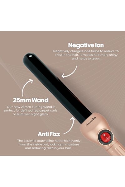 American Tek Ceramic Hair Curler - Fast Heatup Curling Iron - LongLasting Curls - American Quality C