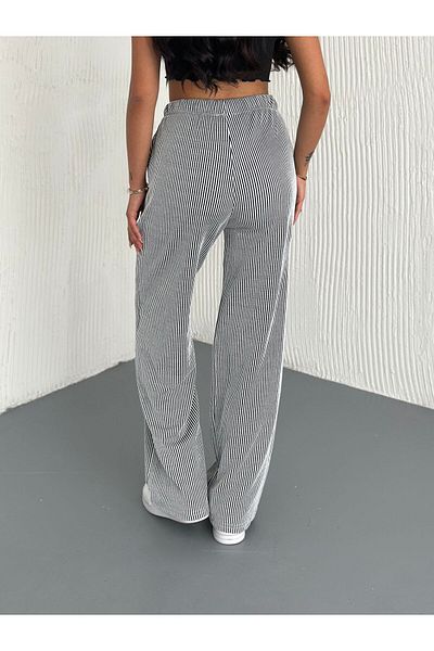 Noa Noa Wide leg elastic waist striped trousers