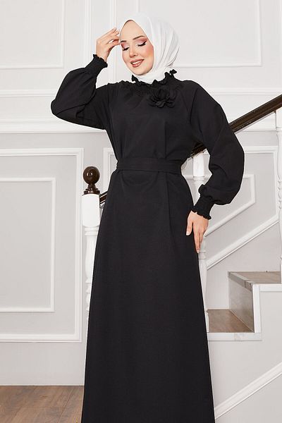 EBRUTESETTÜR Hijab Dress with Rose Brooch on Sleeves