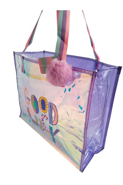 Dream Vest Purple Good Luck Beach Shoulder Bag with Transparent Hologram