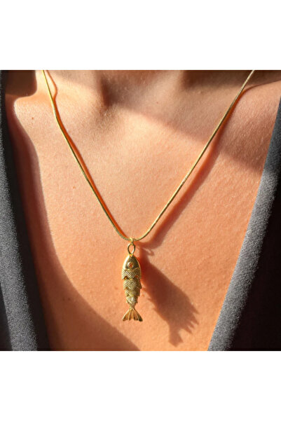 Ervalina Trend Abundance Abundance Steel Fish Necklace Gold Color