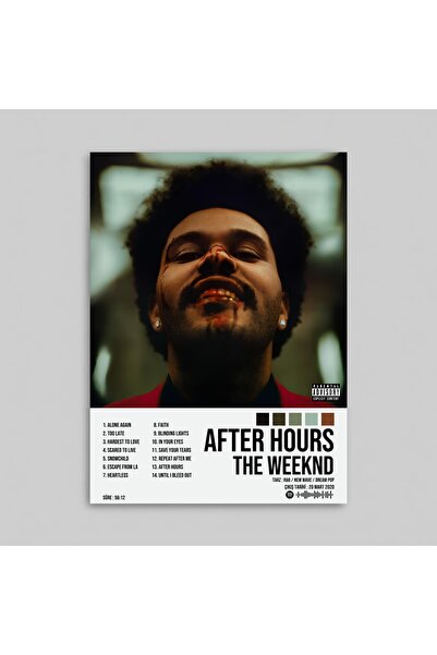 Orendart The Weeknd - After Hours Albüm Spotify Çerçevesiz Tasarım Poster