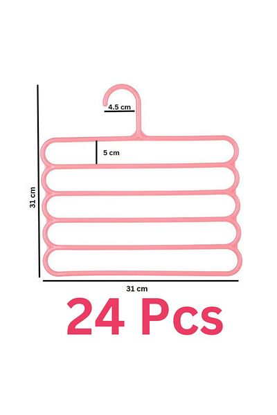 Evelise Set Mercaton, 24 de umerașe multifuncționale din plastic cu 5 poziții pentru haine și accesorii