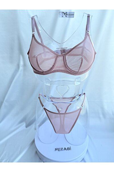 Nuzabi Σετ Γυναικείο Σουτιέν και Στρινγκ Stark Underwire, Χωρίς Κάλυψη, Διαφα...
