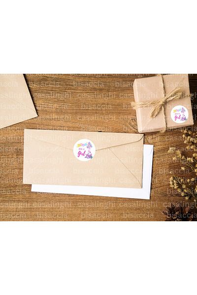 CASALINGHI English Baby Girl Sticker It Is a Girl Gender Party Baby Pink Unicorn Sticker 4 cm (90 Pieces)