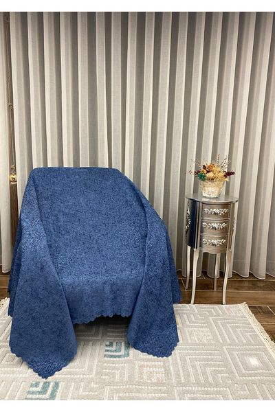 Sivalde Husa de scaun antiderapanta din tesatura chenille albastru indigo, husa de canapea extensibila de living/canapea, 160x210 cm, 1 bucată