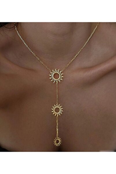 Butik Paslanmaz Çelik Steel Güneş Y Kolye