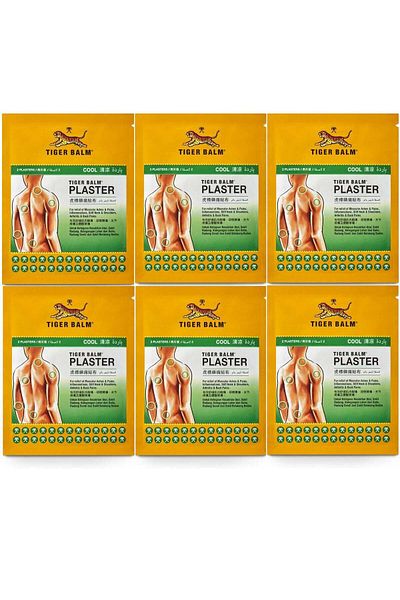 Tiger Balm ضمادة طبية لتخفيف الآلام الباردة متوسطة الحجم (عبوة من 6 قطع)