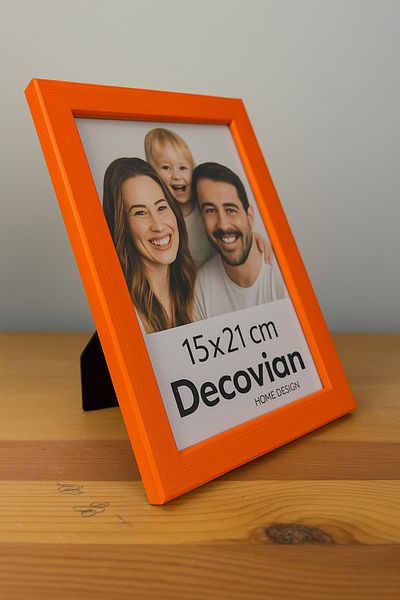 DecovianHomeDesign Natural Wood Modern Pedestal 15X21 Photo Frame |   Orange Colored Desktop Frame |   Unpainted